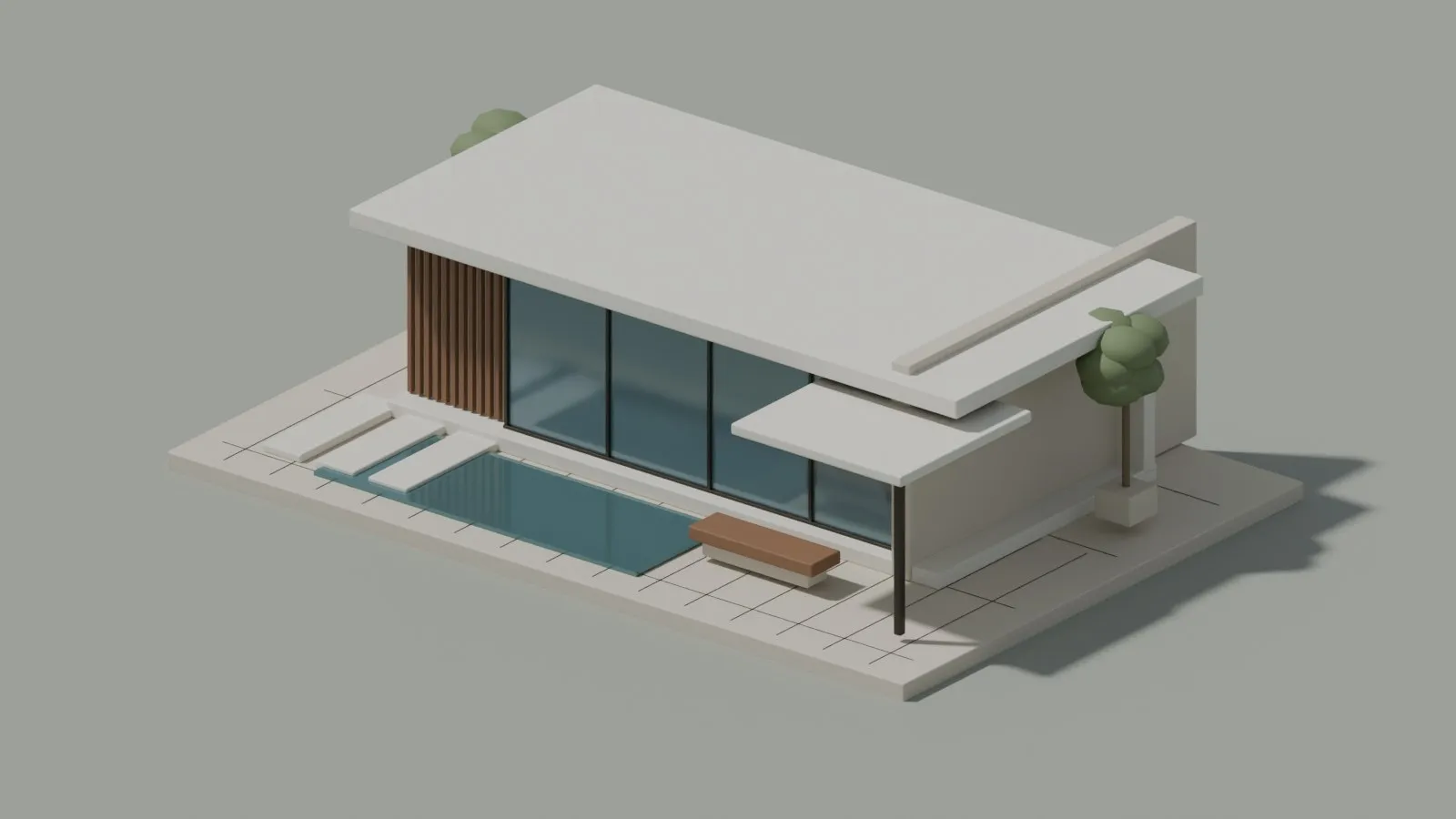 Original pavilion material study in warm timber and daylight. Illustrative study, not a Bloooom output.